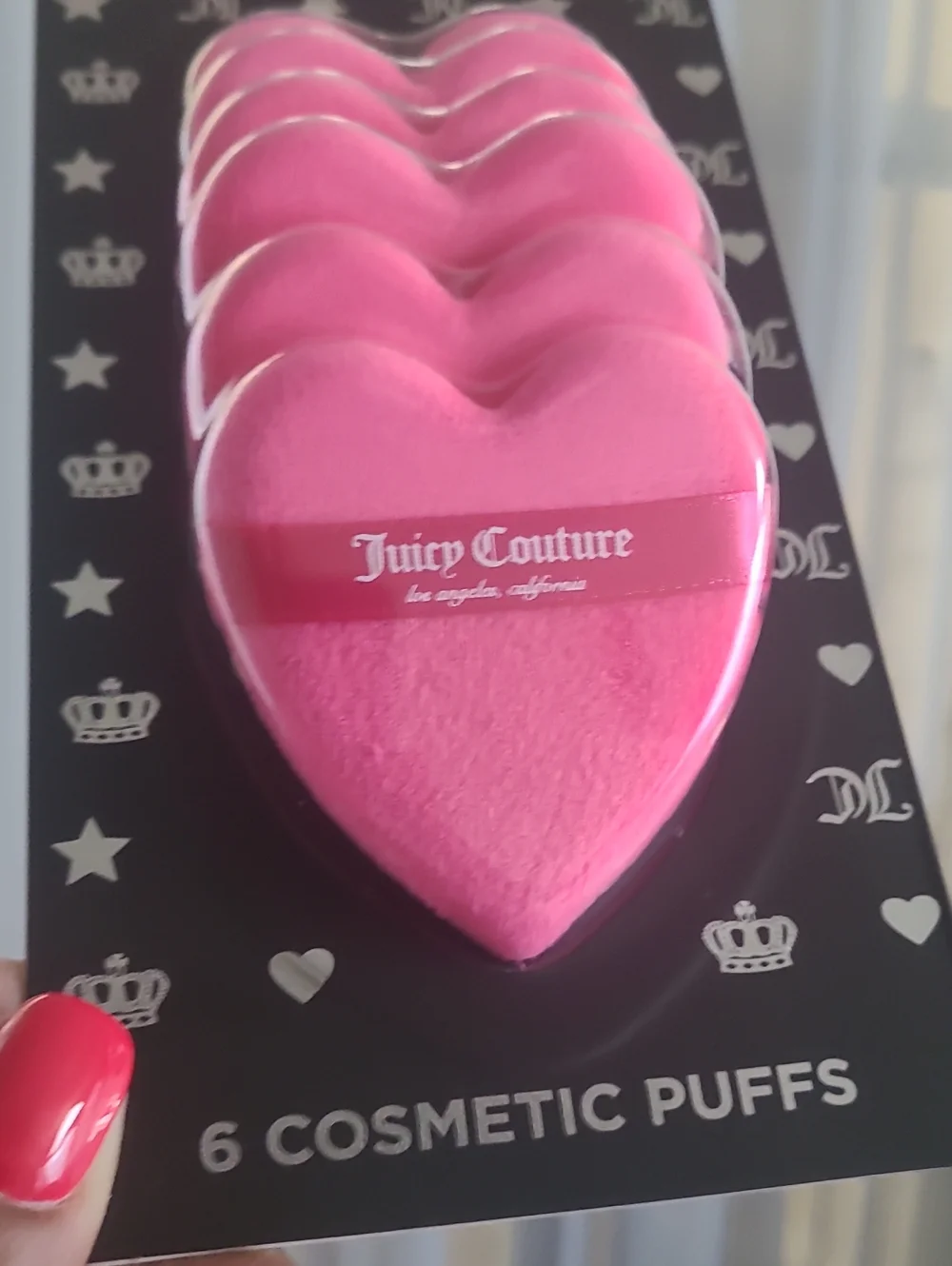 Juicy Couture Hot Pink Heart Cosmetic Puffs - Set of 6